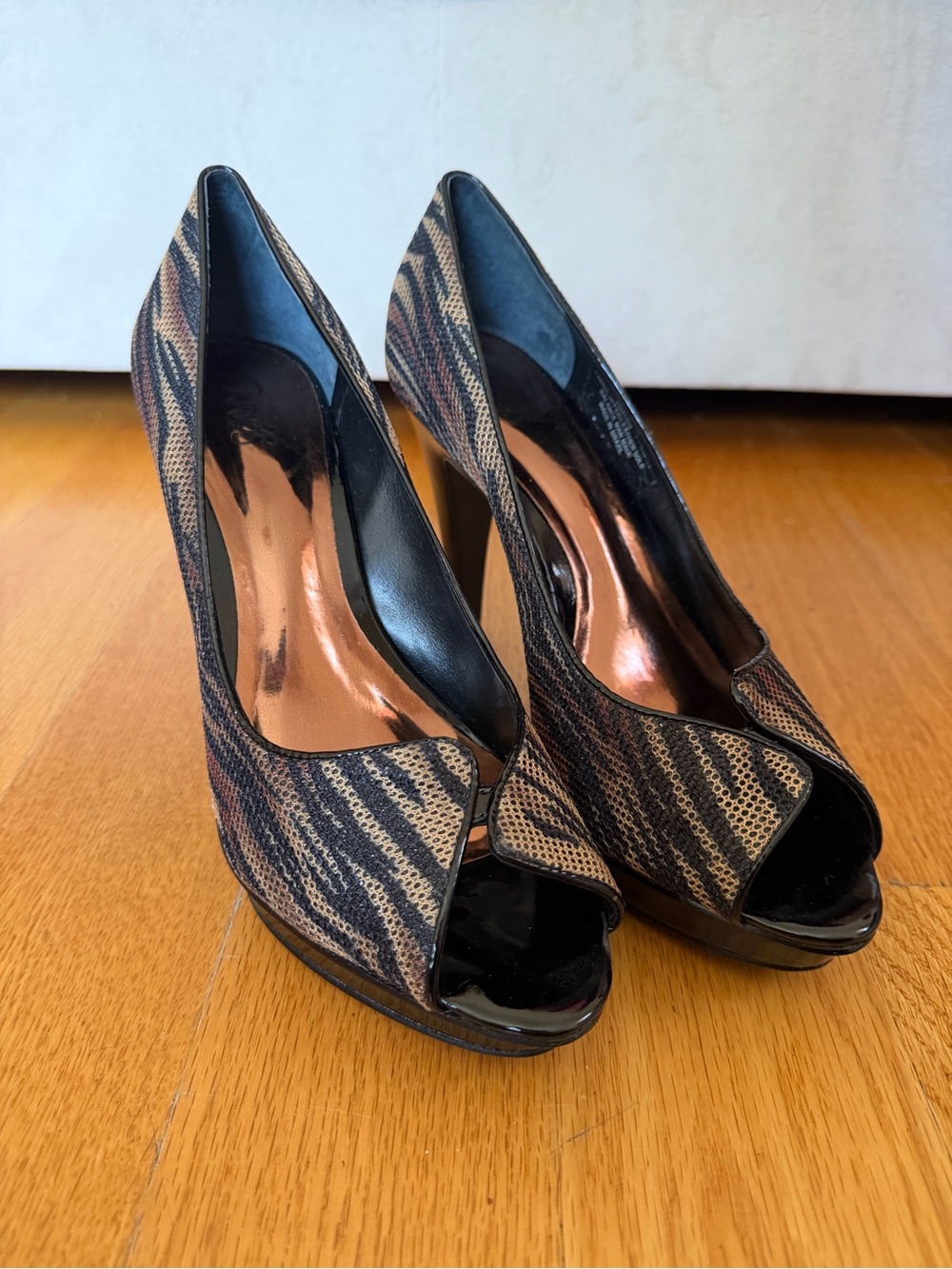 Carlos by Carlos Santana Brown and Black Peep-Toe Heels